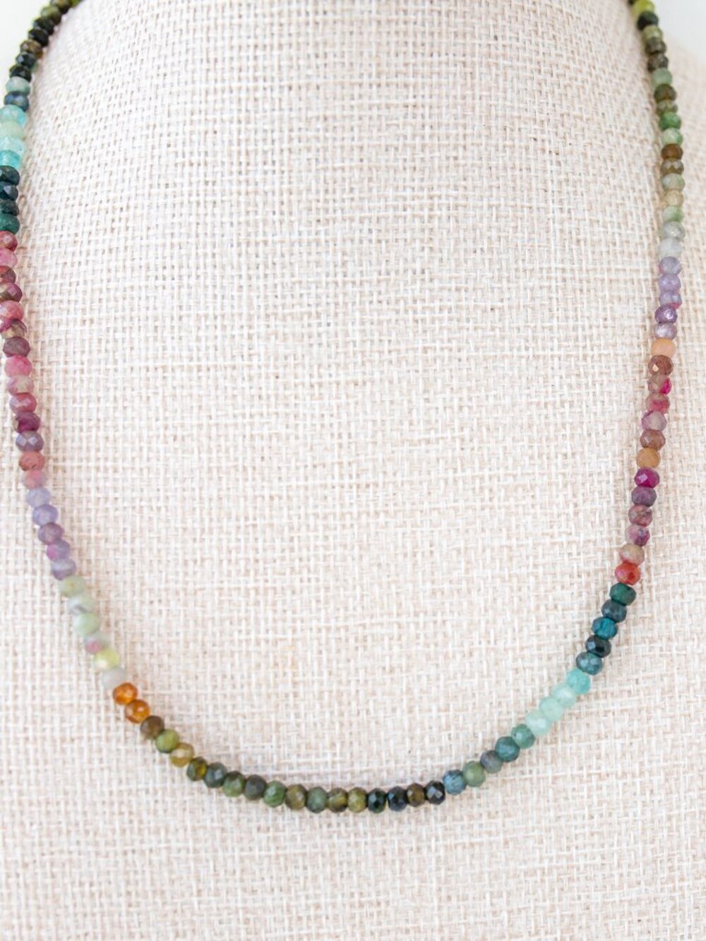 Watermelon Tourmaline Beaded Necklace Pink Green Ombre Gemstone Healing Jewelry - Picture 6 of 16